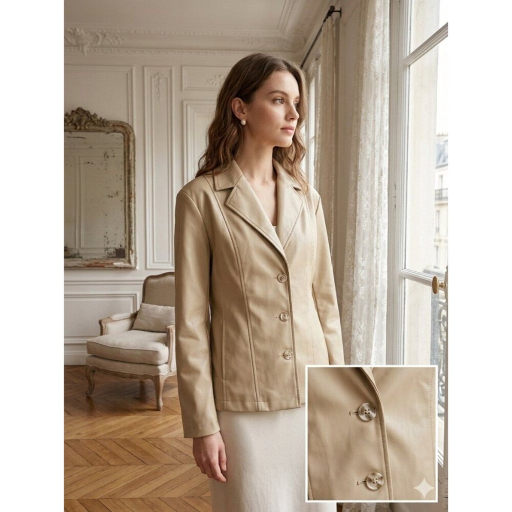Mountain Lake Tan Faux Leather Jacket Size Petite Large